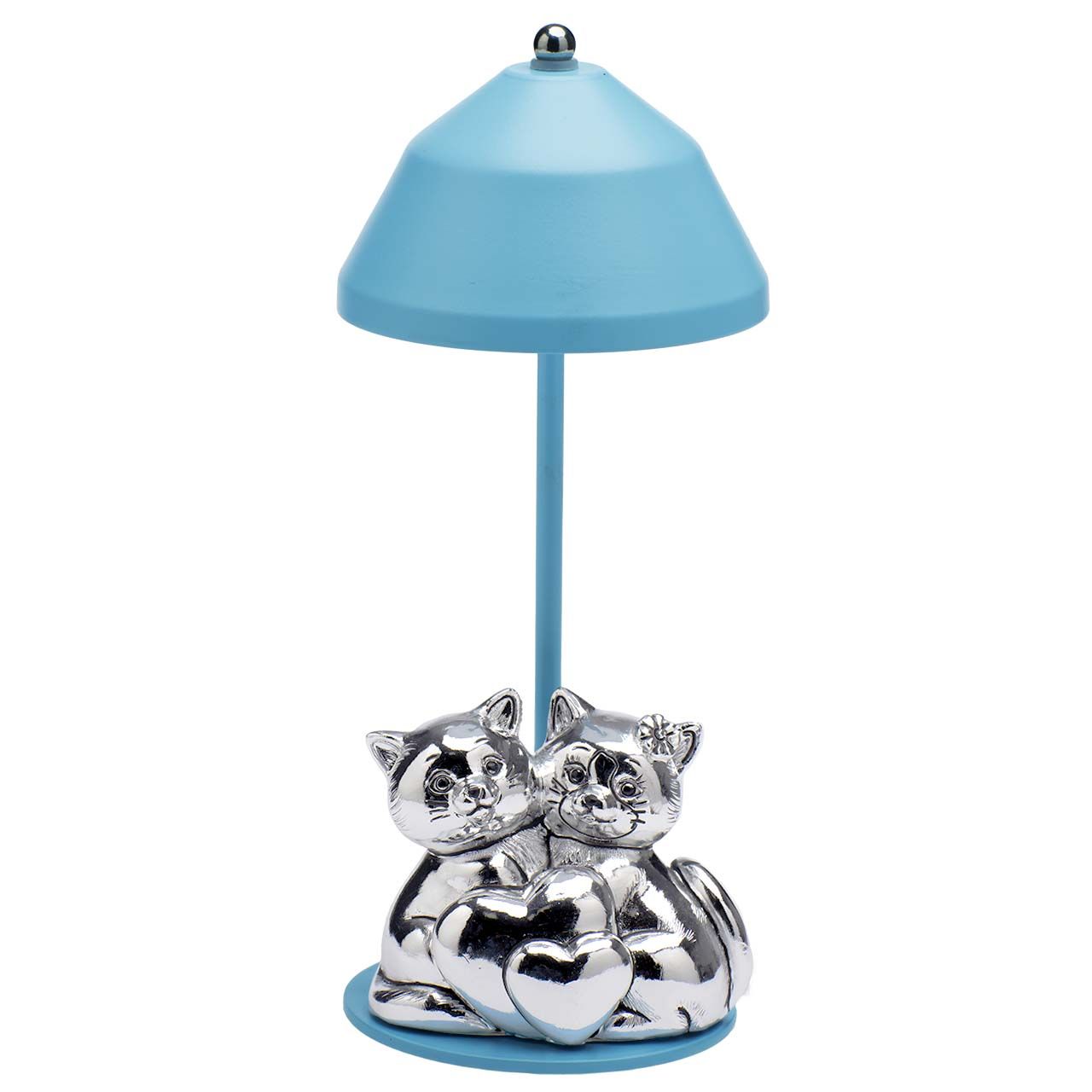 LAMPADA CON CARICA USB E COPPIA GATTI - AZZURRA